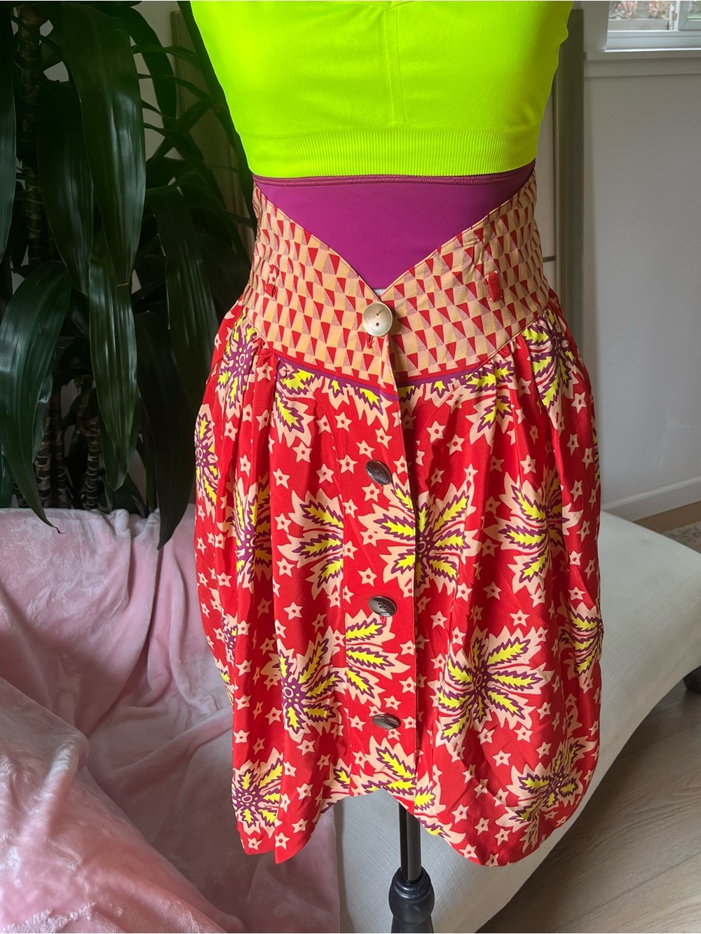 SUNO Sustainable Luxury Women's Skirt Size 4 / Small Red Button Pockets Unique - Picture 16 of 16